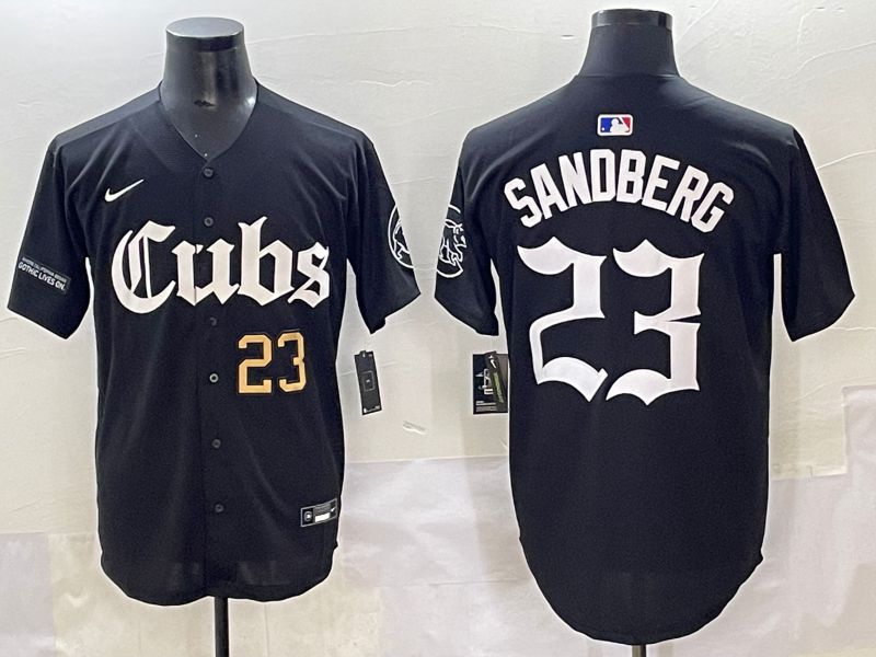 Men 2025 Chicago Cubs #23 Sandberg Black Five generations Joint Name Nike MLB Jersey style 8->chicago cubs->MLB Jersey